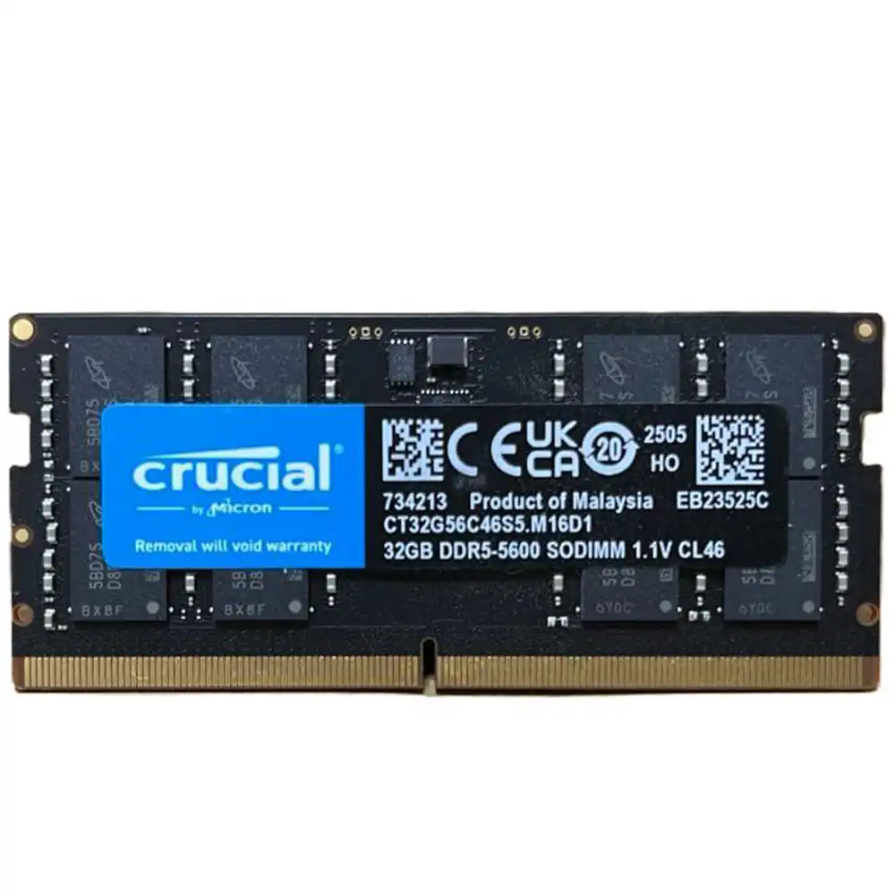 CRUCIAL CT32G56C46S5 .M16D1 32GB PC4 5600MHz SO-DIMM OEM Laptop CRUCIAL CT32G56C46S5 .M16D1 32GB PC4 5600MHz SO-DIMM OEM Laptop Memory - Mineaway